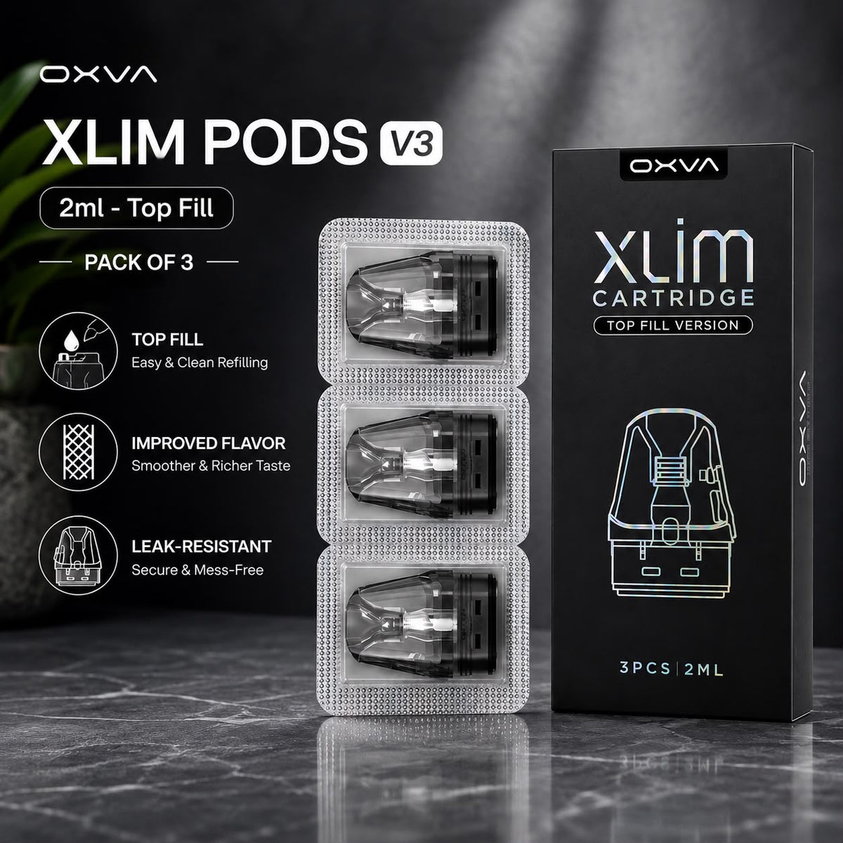 OXVA Xlim V3 Top-Fill Replacement Pods 2ml - Pack of 3