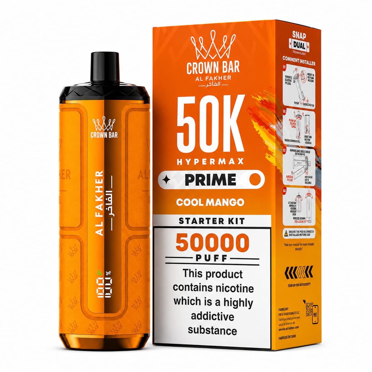 Crown Bar Al Fakher HyperMax Prime 50K Prefilled Vape Device - Single Device
