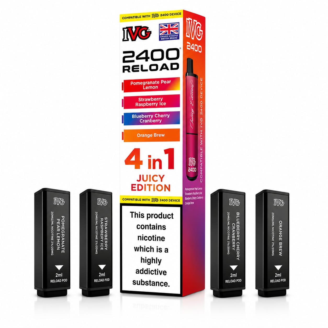 IVG 2400 Reloaded Prefilled 4 in 1 Replacement Pod, Single