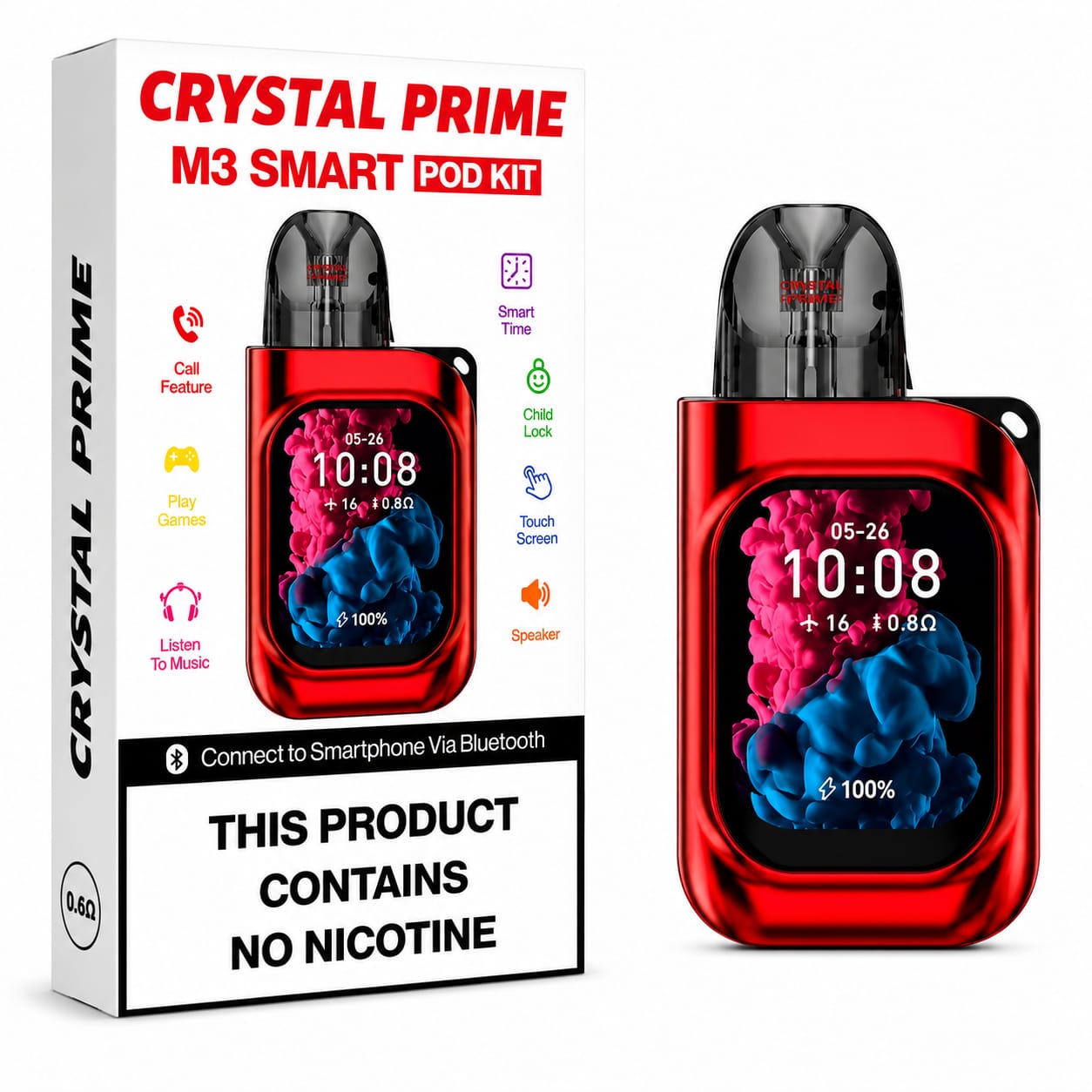 Crystal Prime M3 Smart Vape Pod Kit, Refillable and Reusable, Single Device