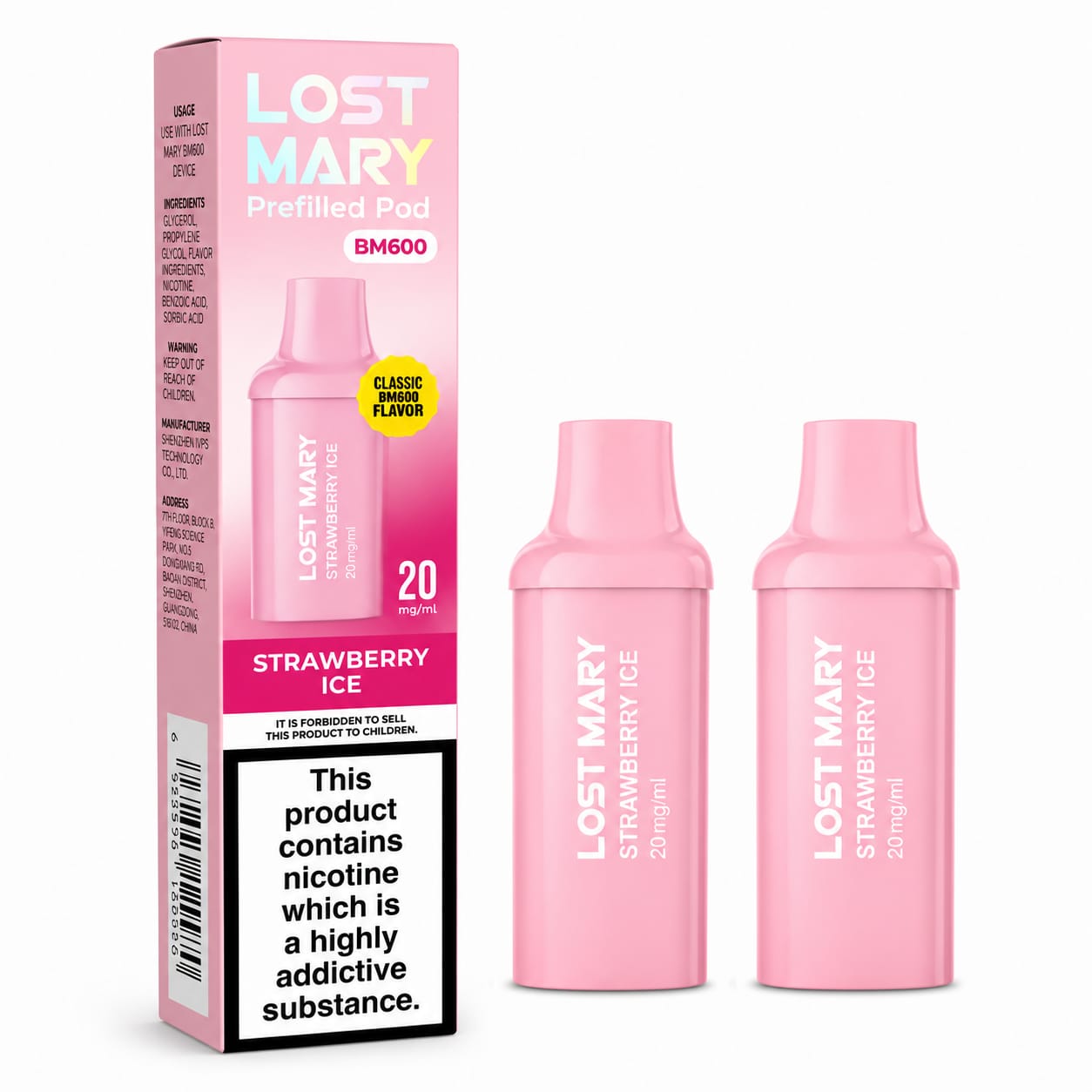 Lost Mary BM600 Prefilled Replacement Pods 20mg, Pack Of 10