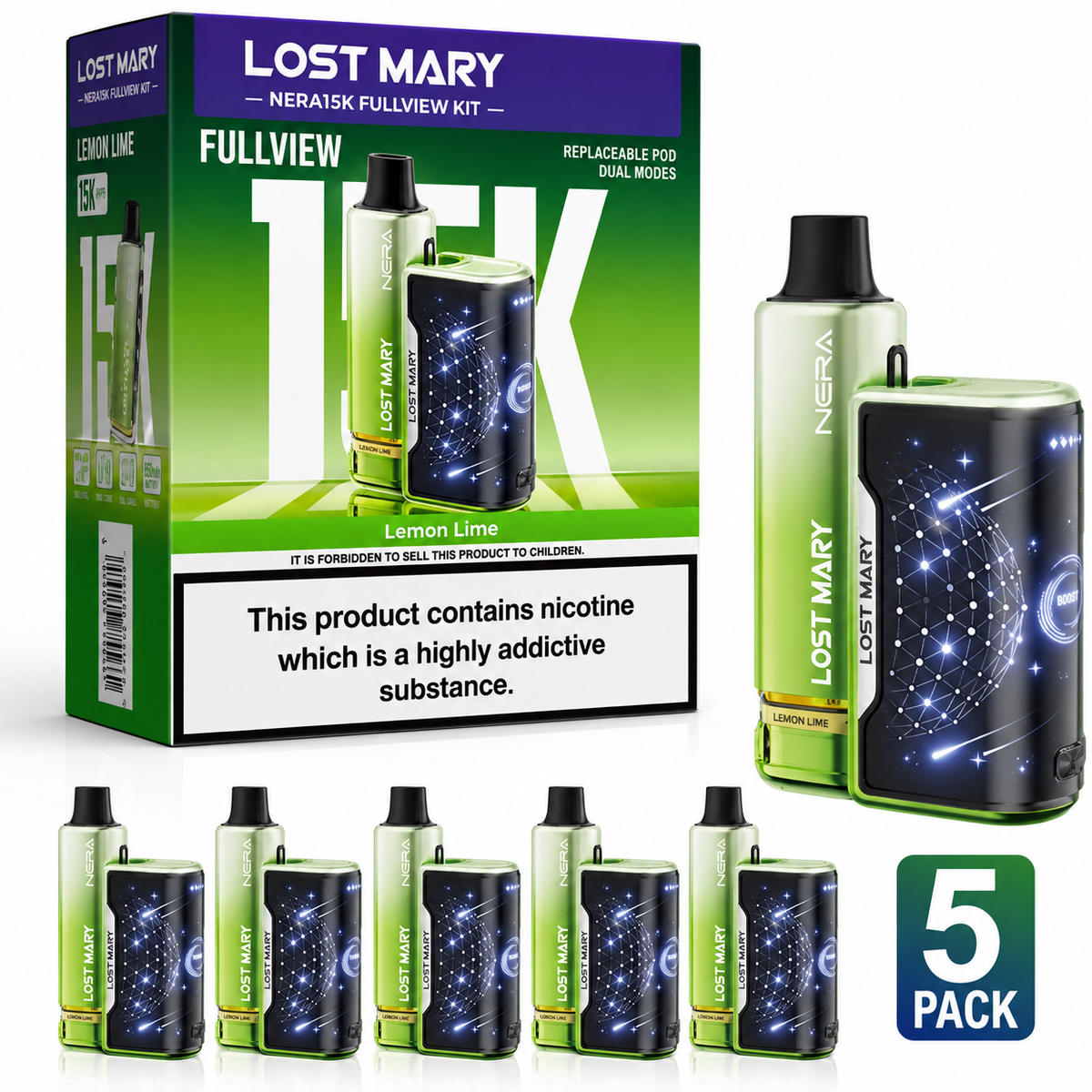 Lost Mary Nera 15K Prefilled Vape Kit - Pack of 5