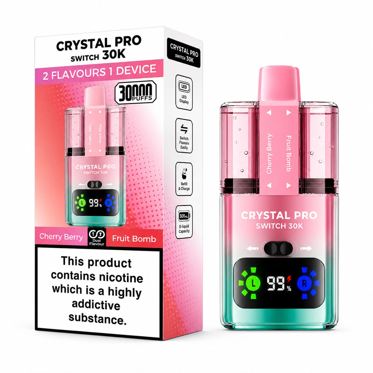 Crystal Pro Switch 30k Prefilled Vape Kit, Pack Of 5 Devices