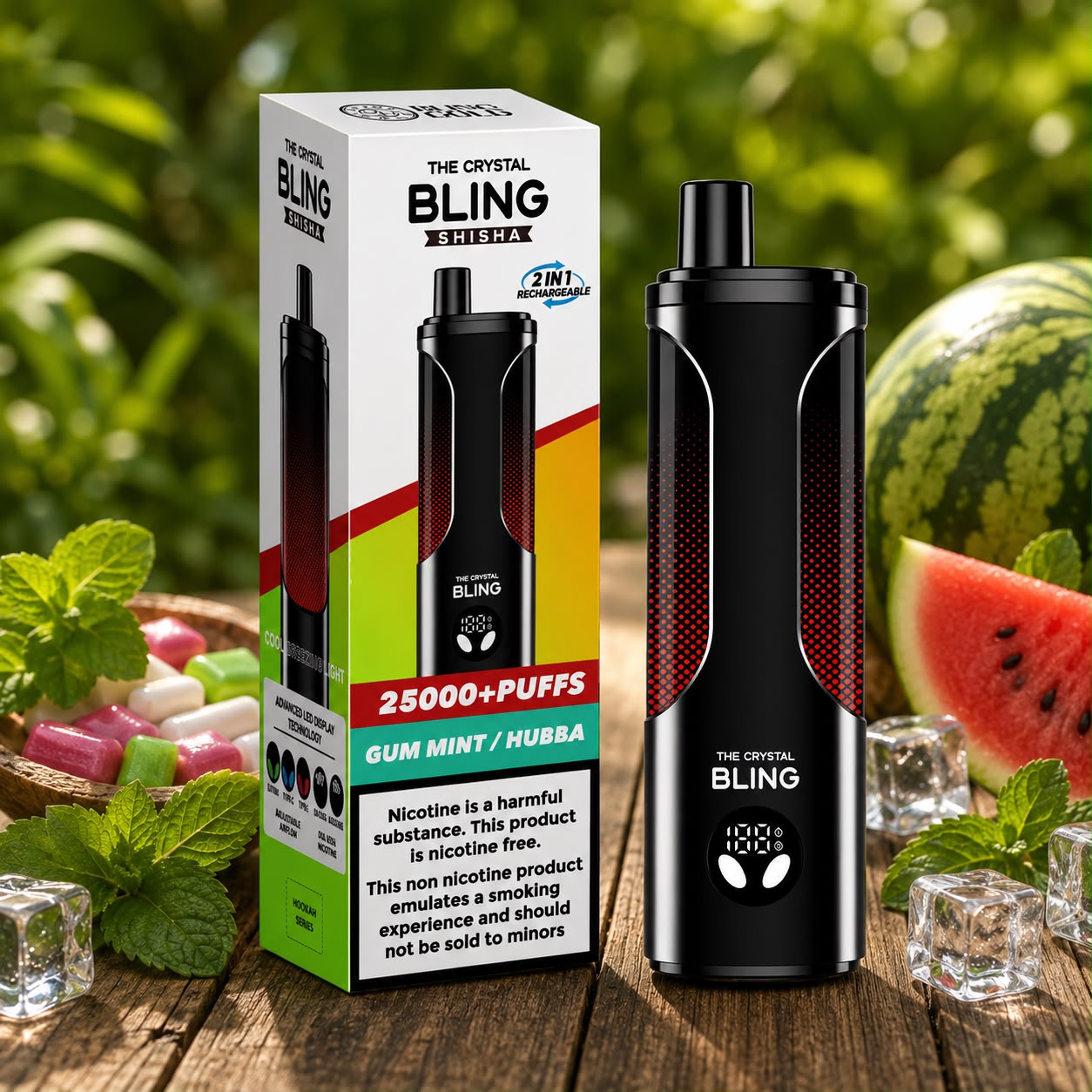 The Crystal Bling Shisha 25000 Puffs Zero Nicotine Disposable Vape - Single