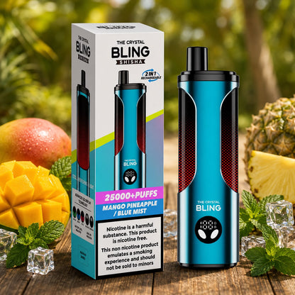 The Crystal Bling Shisha 25000 Puffs Zero Nicotine Disposable Vape – Pack of 5