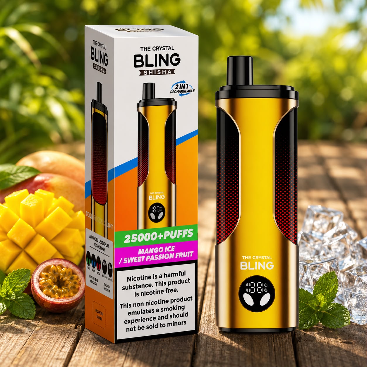 The Crystal Bling Shisha 25000 Puffs Zero Nicotine Disposable Vape - Single