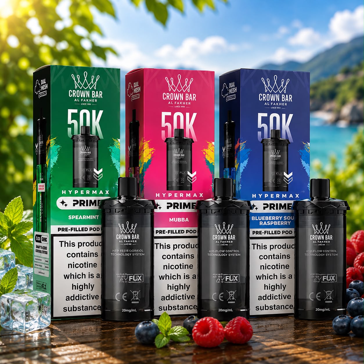 Crown Bar Al Fakher 50K Prime Pre-Filled Pods / Refills , 6mg Nicotine - Pack of 5