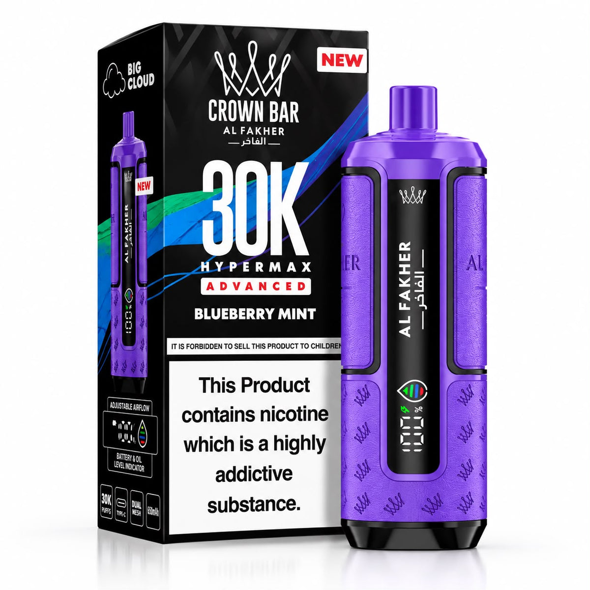 Crown Bar Al Fakher HyperMax Advance 30000 Puff Prefilled Vape kit – (Single)