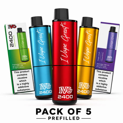 IVG 2400 Reloaded 4-in-1 Rechargeable Prefilled Vape Kit - Pack of 5 Devices