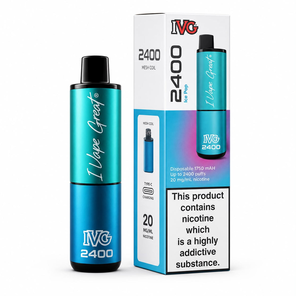 IVG 2400 Reloaded 4-in-1 Rechargeable Prefilled Vape Kit - Pack of 5 Devices