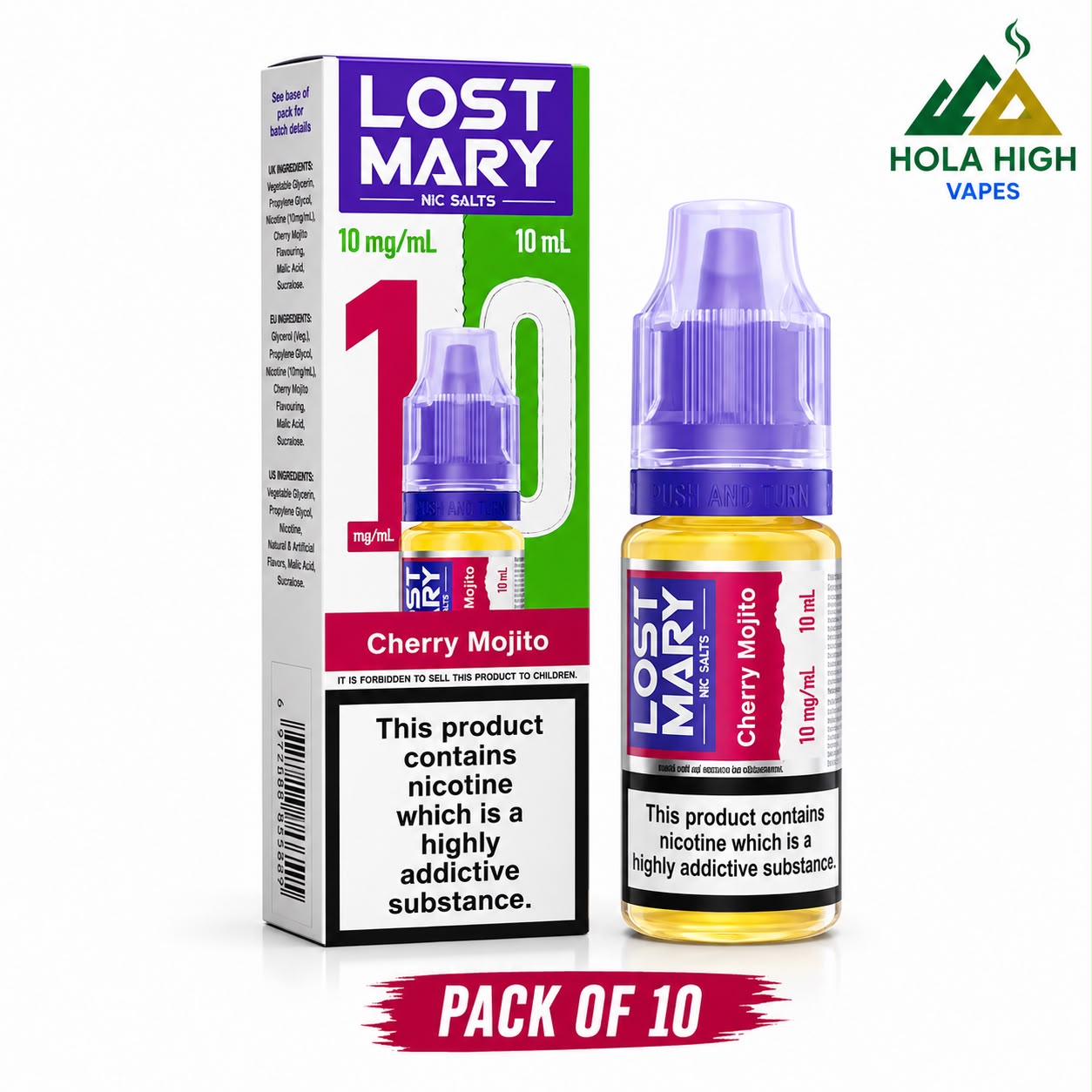 Lost Mary Nic Salt 10ml E-Liquid - Pack of 10 Bottles