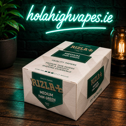 Green RIZLA Rolling Papers, Slow Burning Cigarette Papers, Full Box
