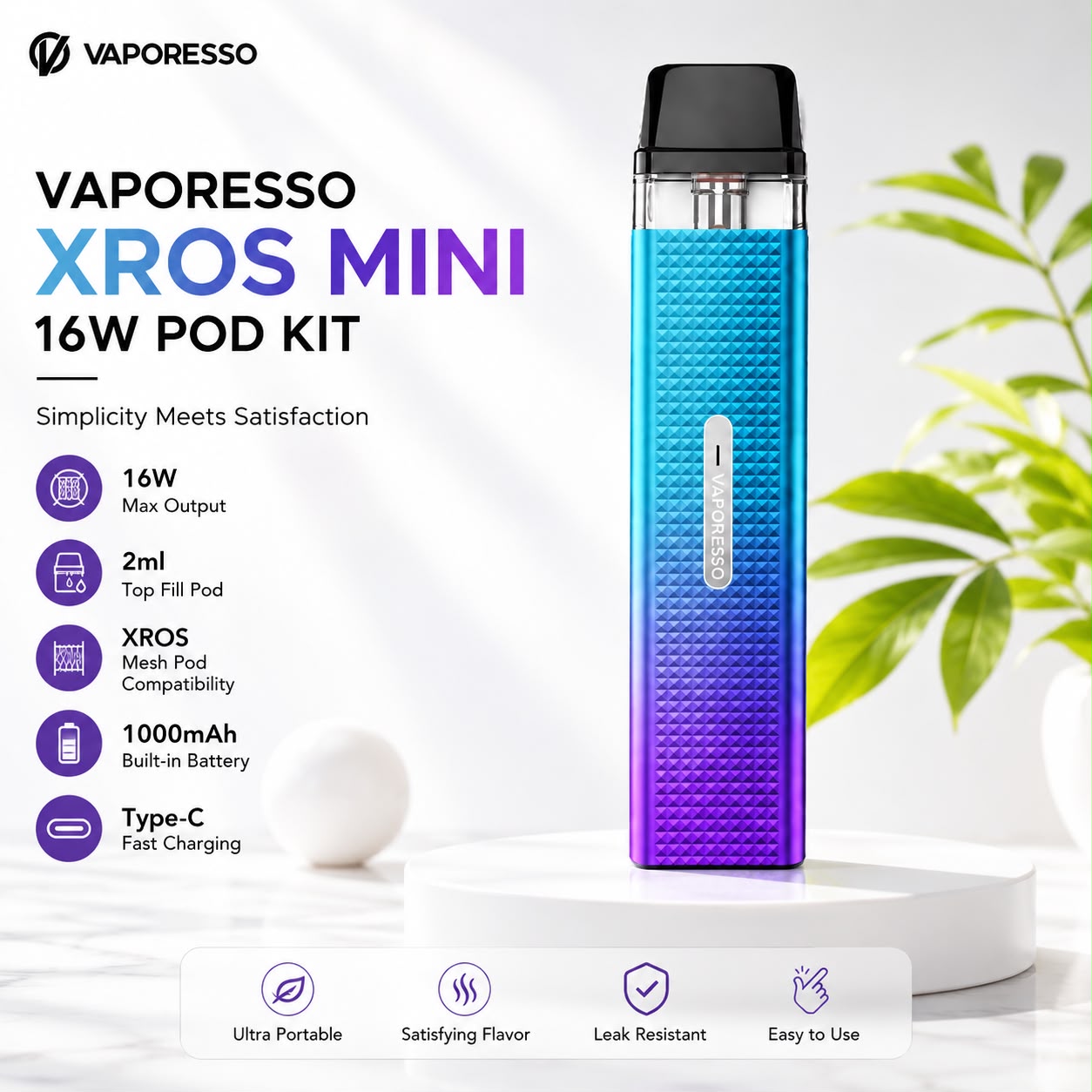 Vaporesso Xros Mini 16W Pod Kit, Single Device