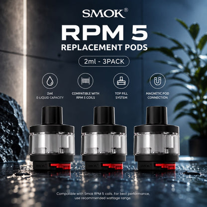 Smok "RPM 5" and "RPM 5 Pro" Replacement Pods 2ml, 3 Pack