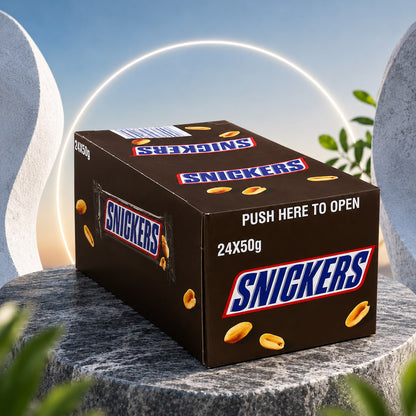 Snickers Chocolate Bars 24 x 50g Full Box: Original Chocolate, Peanut &amp; Caramel Bars