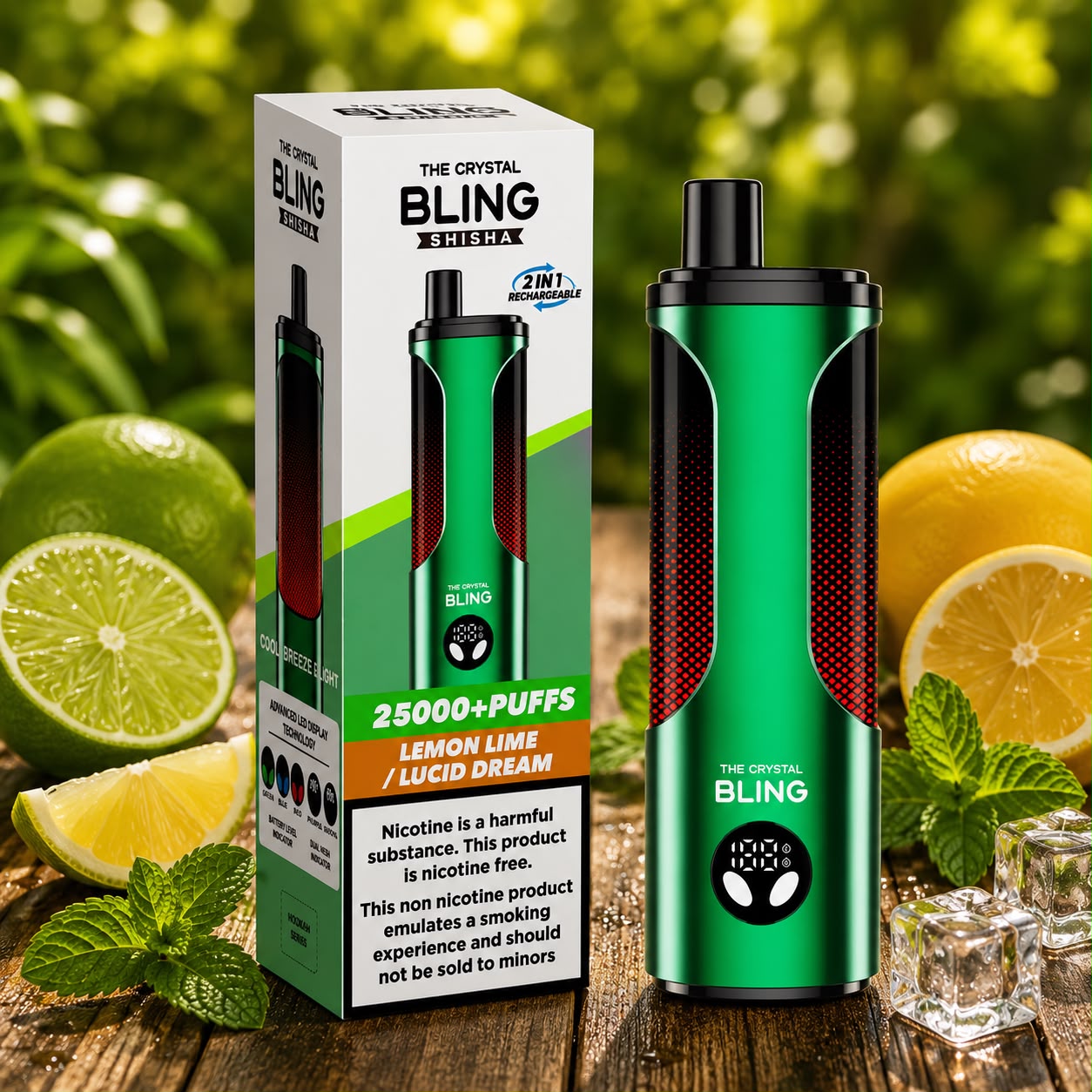 The Crystal Bling Shisha 25000 Puffs Zero Nicotine Disposable Vape - Single