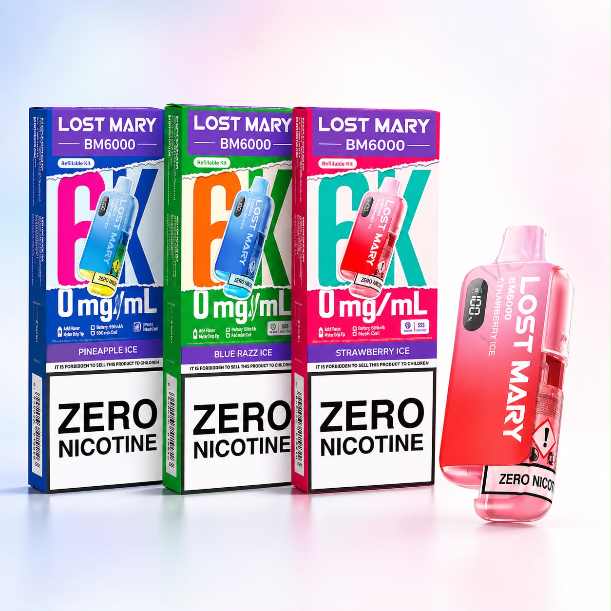 Lost Mary BM6000 0mg Zero Nicotine Big Puff Vape Kits (Box of 5)