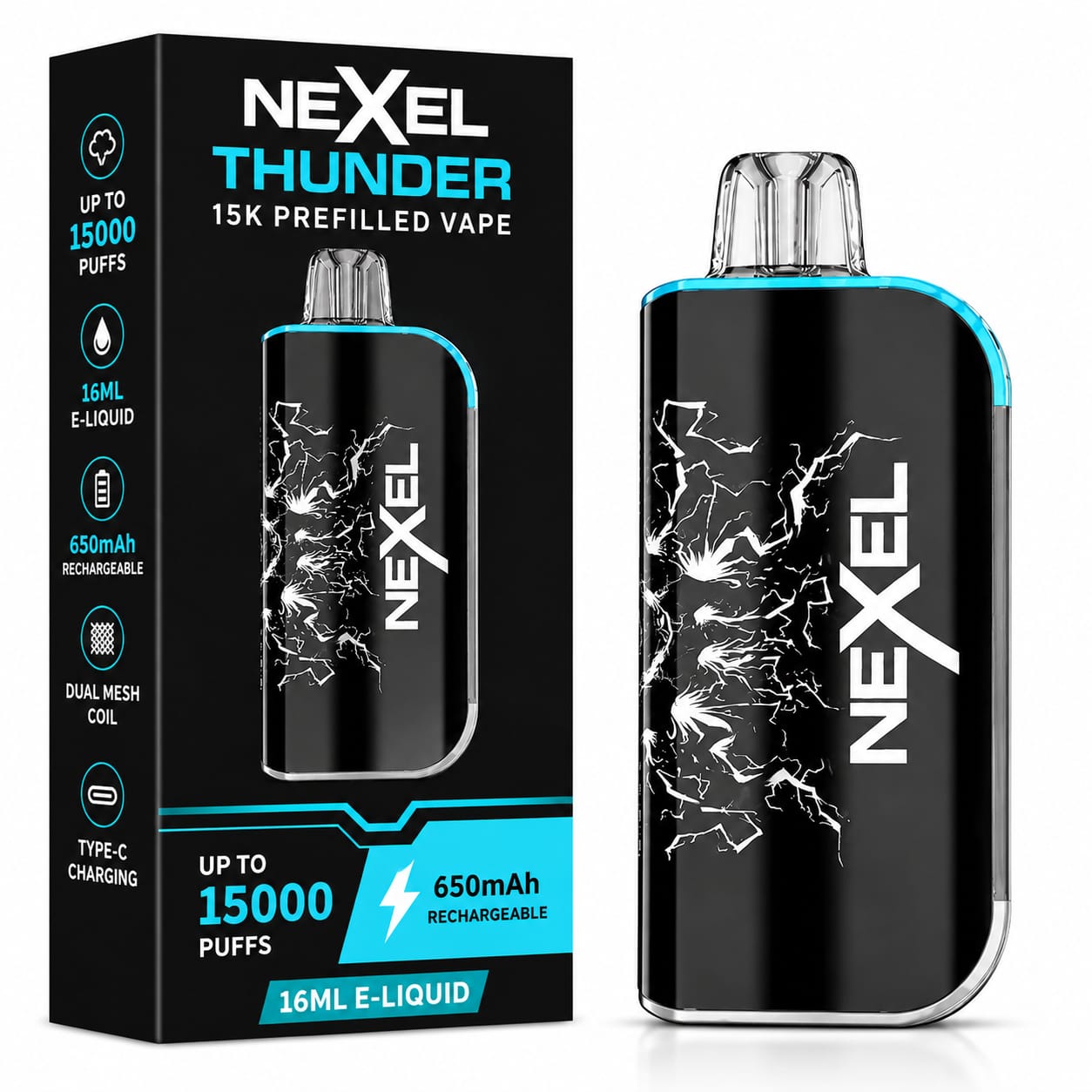 Nexel Thunder 15K Prefilled Pod Vape Kit, Single Device