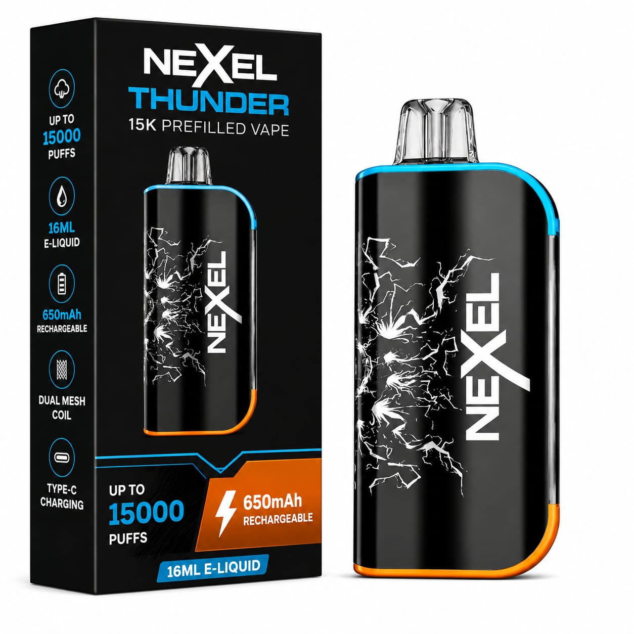 Nexel Thunder 15K Prefilled Pod Vape Kit, Single Device