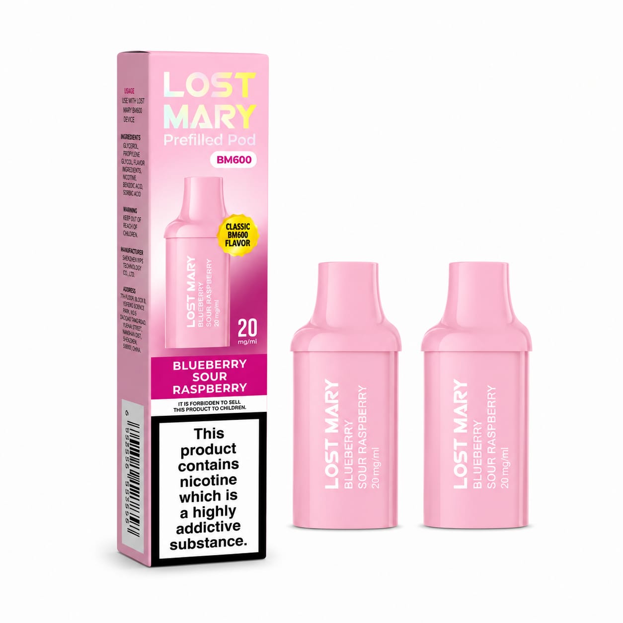 Lost Mary BM600 Prefilled Replacement Pods 20mg, Pack Of 10