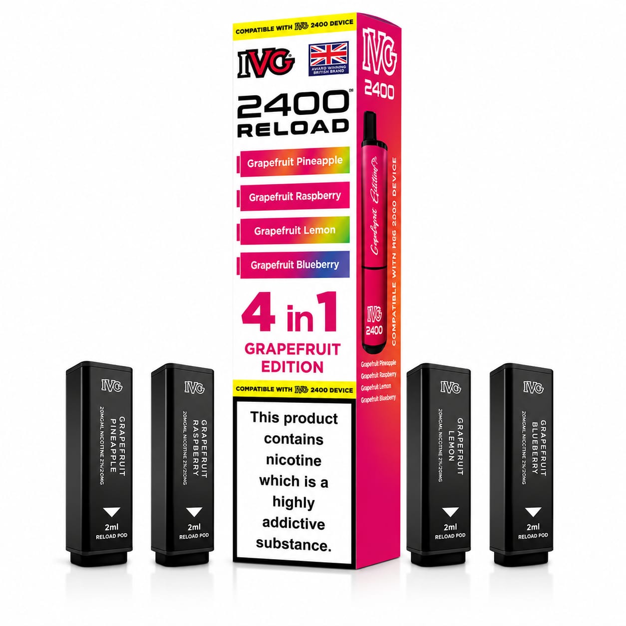 Ivg 2400 Reloaded Prefilled 4 in 1 Replacement Pods -Pack of 5