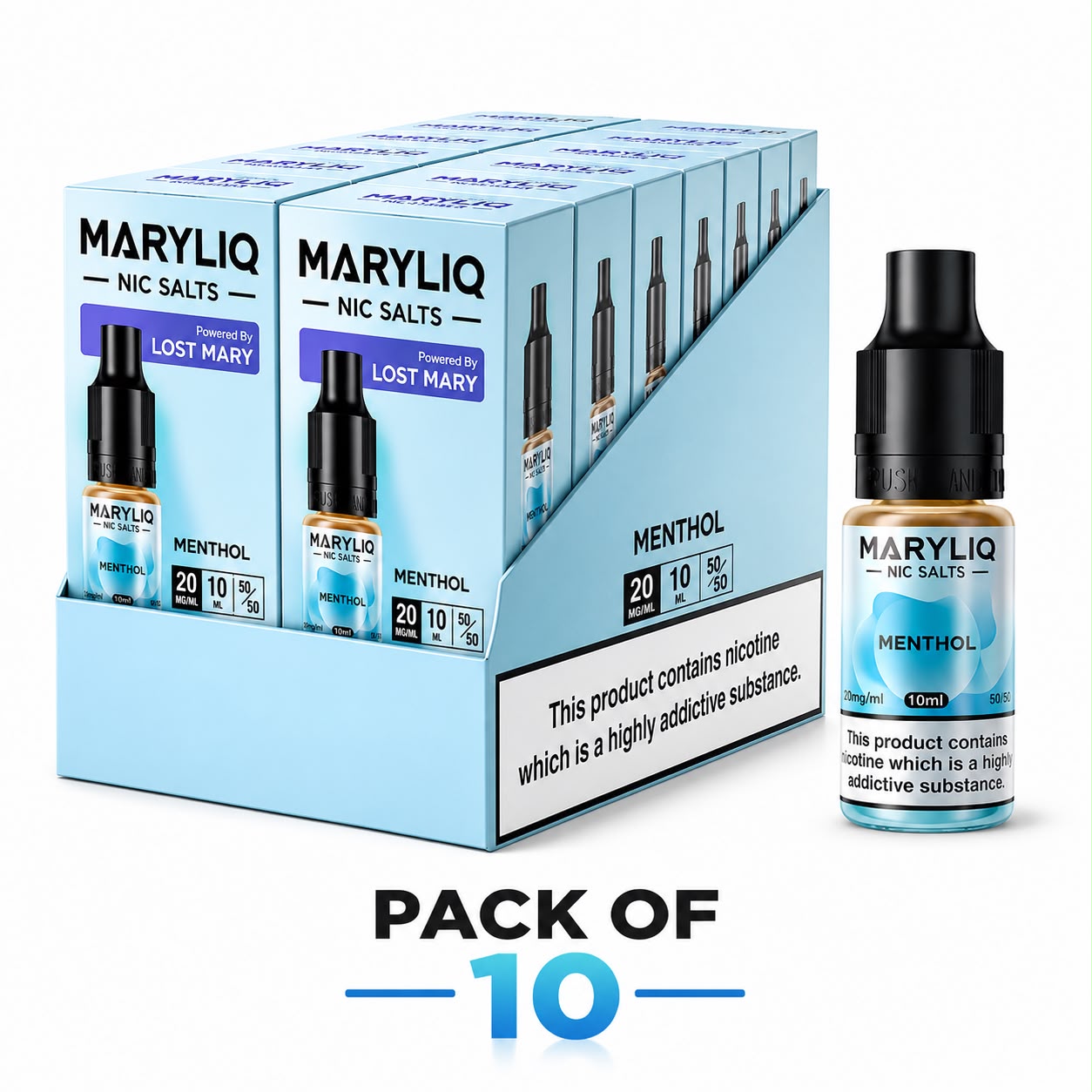 Lost Mary MaryLiq Nic Salt 10ml E-Liquid - Pack of 10 Bottles