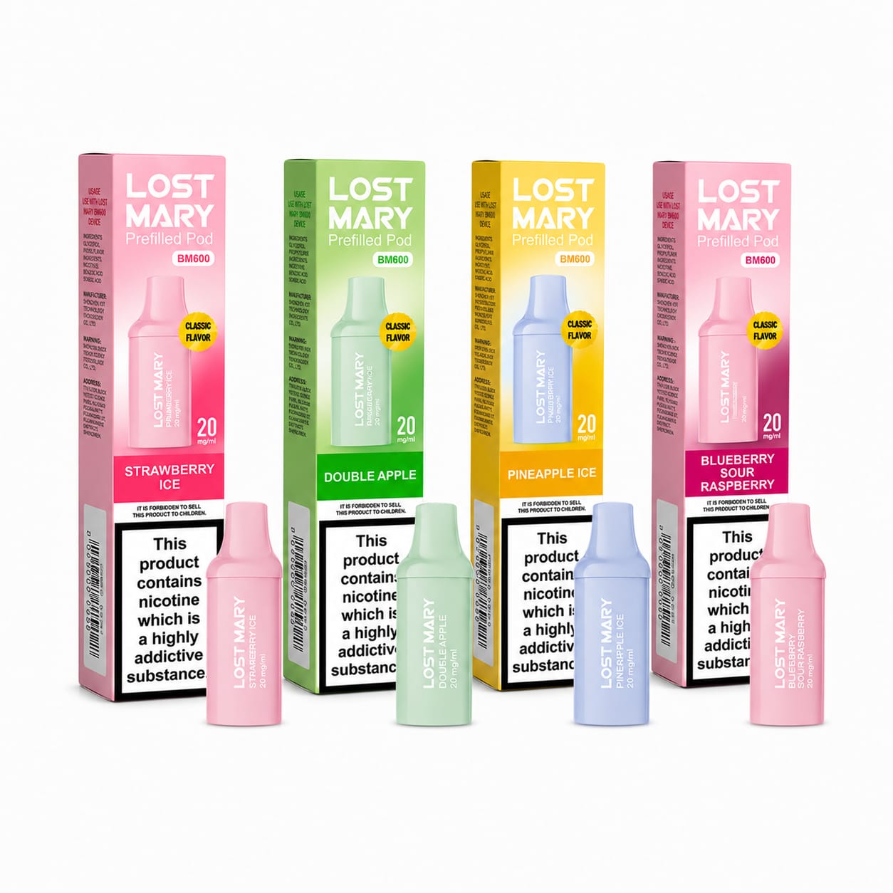Lost Mary BM600 Prefilled Replacement Pods 20mg, Pack Of 10