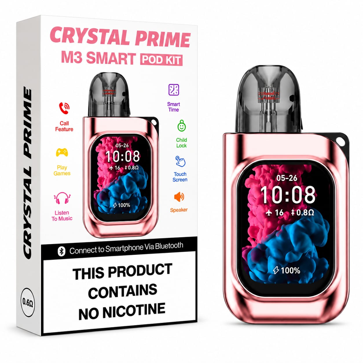 Crystal Prime M3 Smart Vape Pod Kit, Refillable and Reusable, Single Device