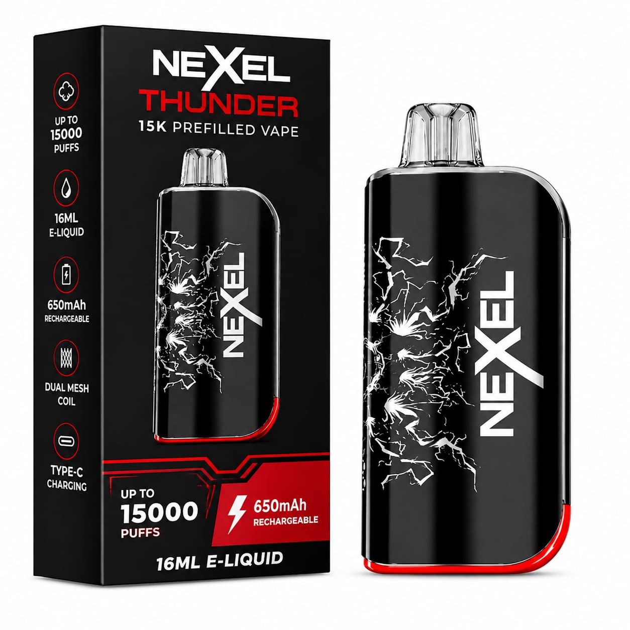 Nexel Thunder 15K Prefilled Pod Vape Kit, Single Device
