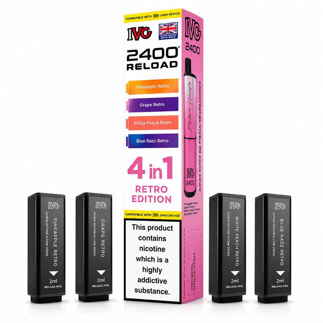 Ivg 2400 Reloaded Prefilled 4 in 1 Replacement Pods -Pack of 5